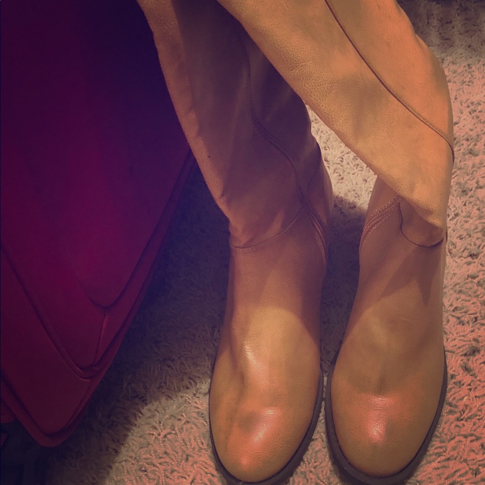 Camel Zip-Up Boots, Never Worn!